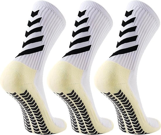 Calze antiscivolo per calcio - 3 paia - Bianchi - Taglia 39-45 EU