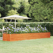 Letto Rialzato da Giardino Ruggine 400x80x45 cm Acciaio Corten 151964