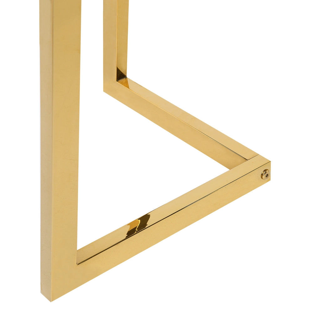 Tavolino dorato Vetro 120 x 60 cm Gambe in Metallo stile Moderno
