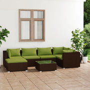 Set Divani da Giardino 7 pz con Cuscini in Polyrattan Marrone cod mxl 38944
