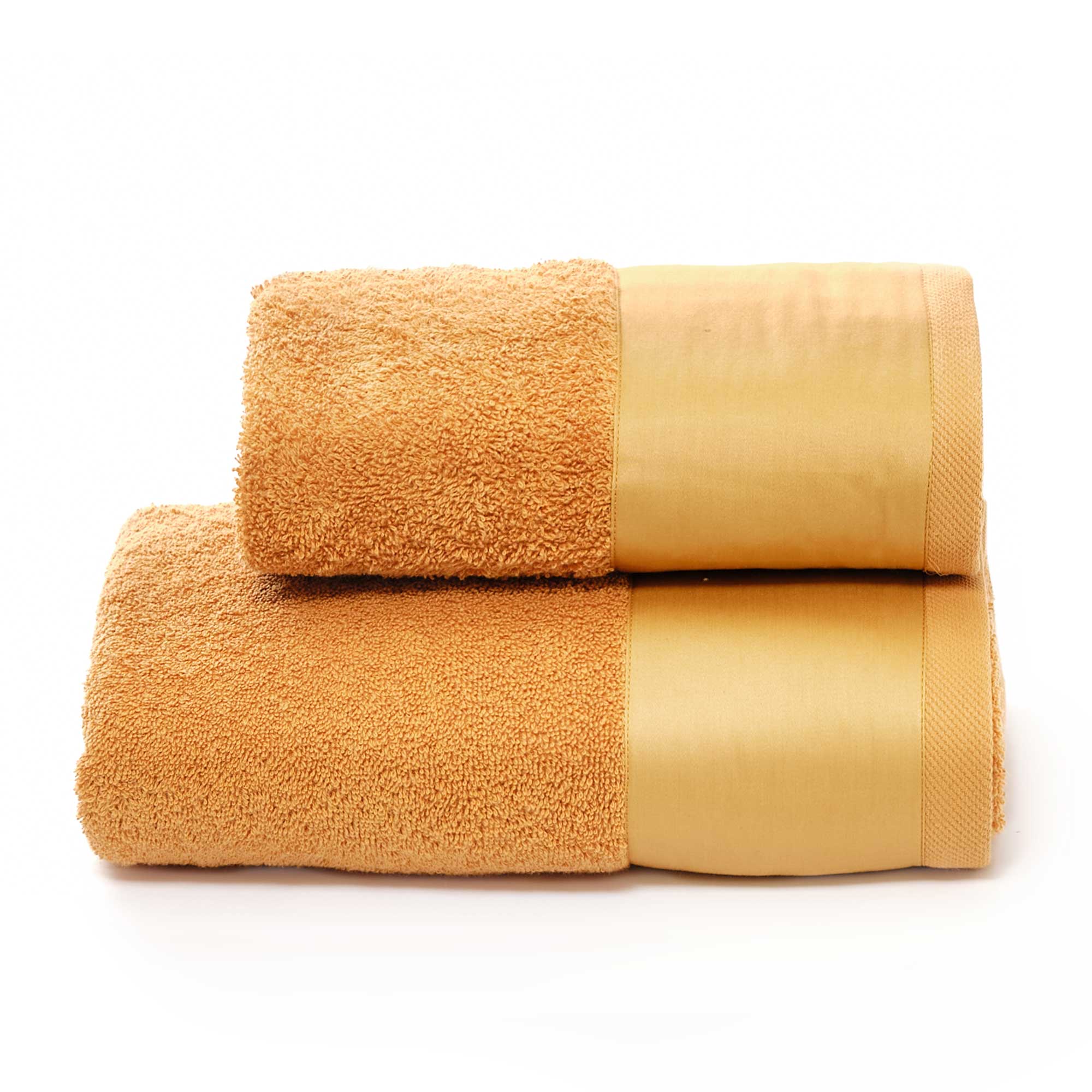 Set Spugna Asciugamani Viso + Ospite con Balza in Raso Garrini Hope Bronzo