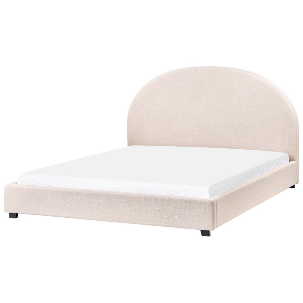 Letto con rete design retrò minimalista tessuto beige chiaro poliestere 160 x 200 cm