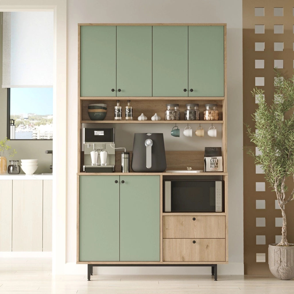 Madia Pianella, Credenza 2 Cassetti, 120x36x205h cm Verde