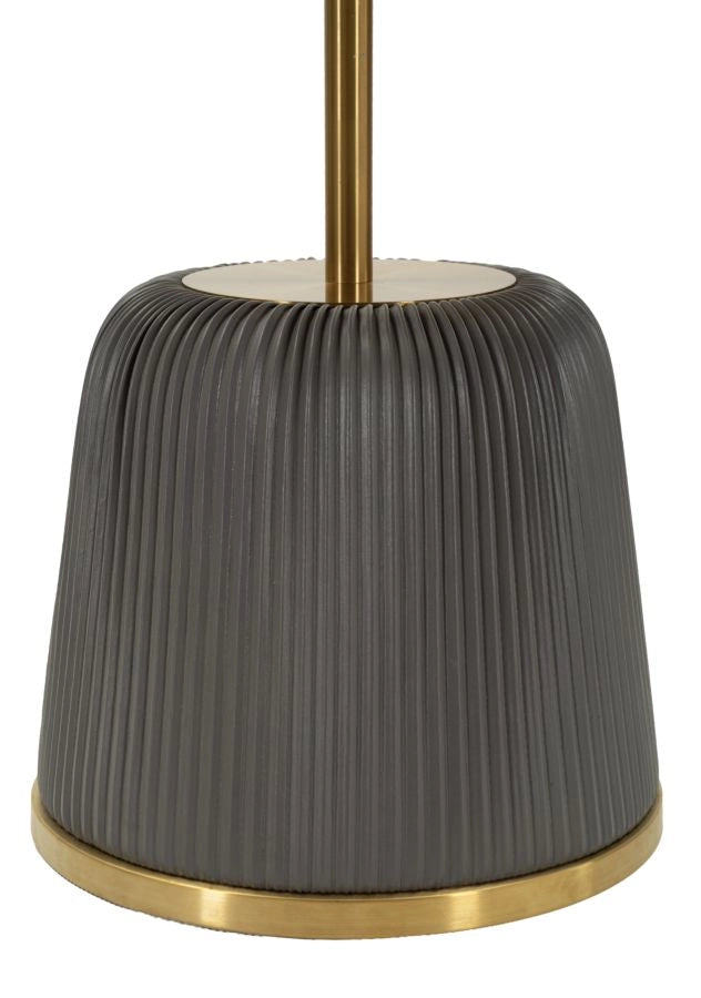 Tavolinetto Egle Grigio Ø40x55 cm in Metallo e PU Grigio e Oro
