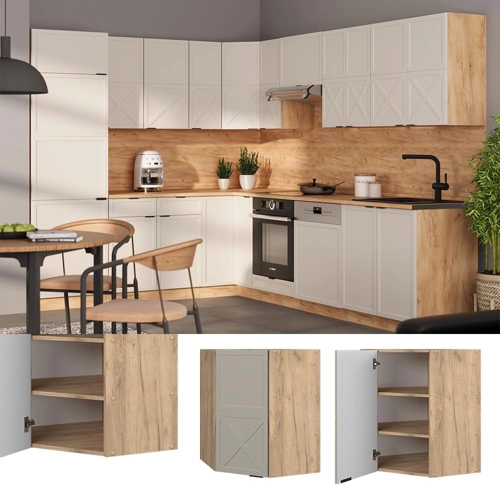 Mobile angolare da cucina Fame-Line, GrigioBeige, 57 cm, per la combinazione con altri moduli della serie Fame-Line