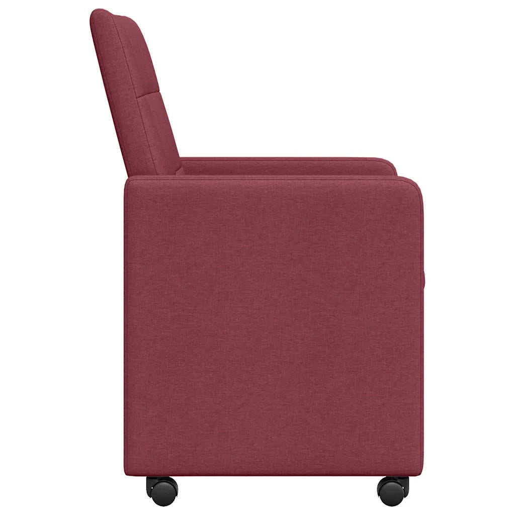 Sedie da Pranzo con Ruote 2 pcs Rosso vino 58 x 65 x 94 cm 42017832