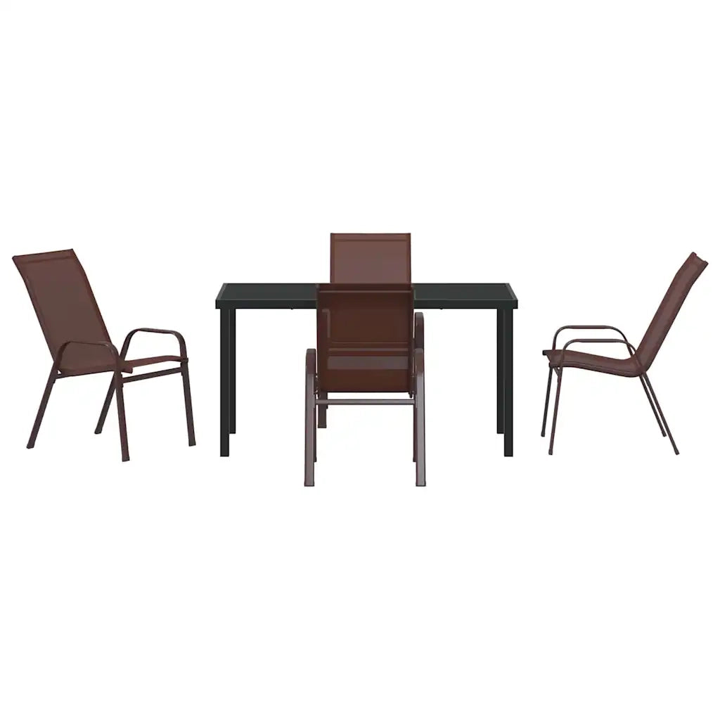 Set da Pranzo per Giardino 5 pcs Marrone e Nero 3379130