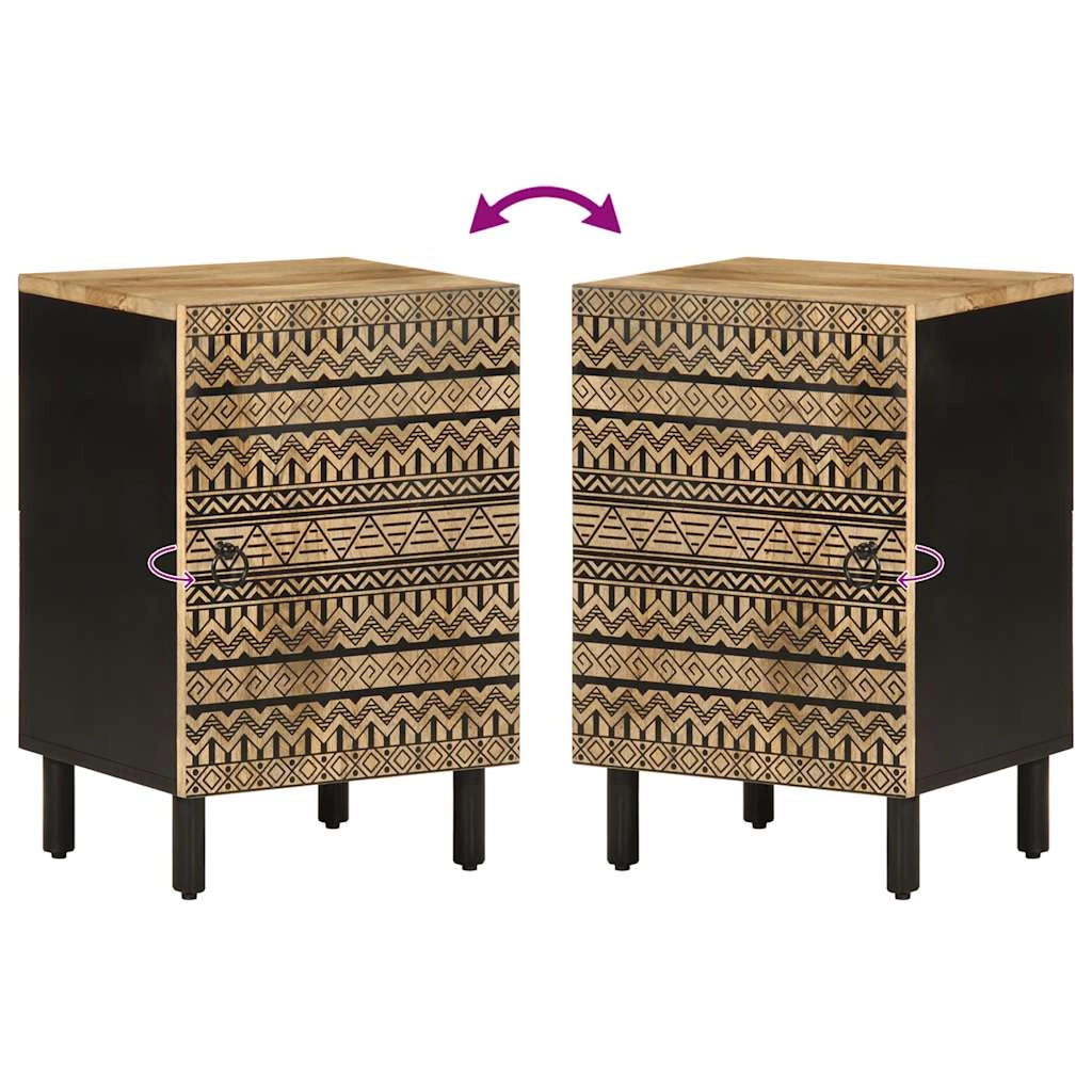 Mobiletto da bagno in legno massello di mango in stile retrò che offre un elegante spazio di archiviazione 38 x 33 x 58 cm legno nero 02_0057840