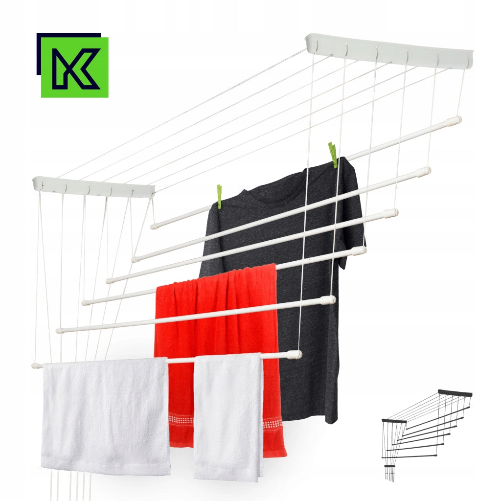 Stendibiancheria da bagno a soffitto KADAX, 6 barre, 150 cm, resistente e robusto.