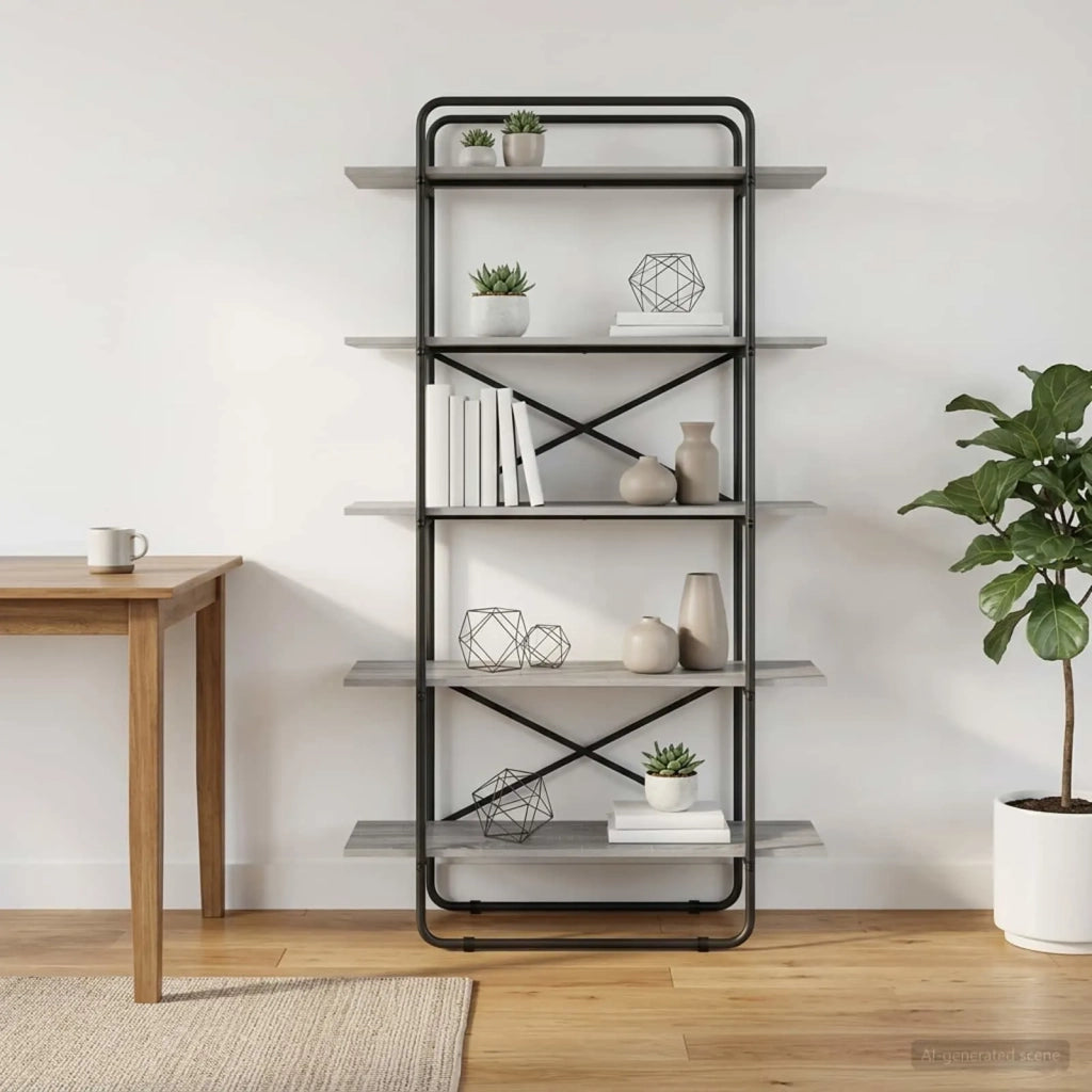 Libreria 5 livelli 100 x 35 x 175,5 cm PB Sonoma grigio 8007783