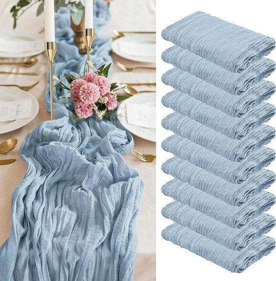 Set di 10 tovaglioli in seta blu, 3 m tovaglioli in gesso, stoffa da formaggio, tovagliolo semi trasparente per ricevimento di matrimonio, decorazione di festa di matrimonio boho rurale