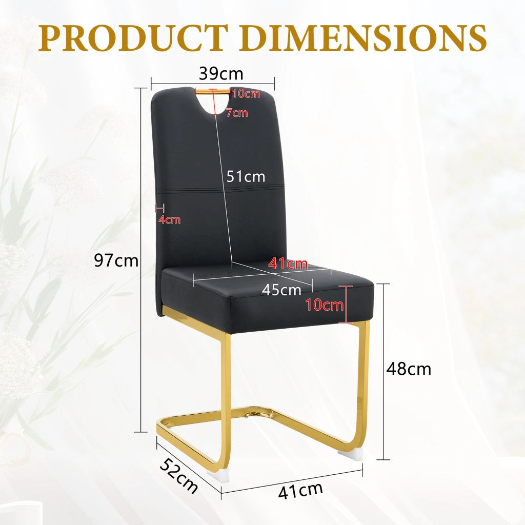 Sedia da Pranzo con Schienale Ergonomico e Piedini Antiscivolo, in PU, Nero