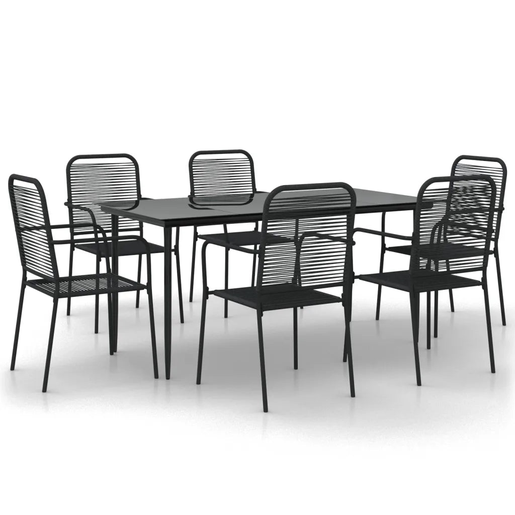Set da Pranzo da Giardino 7 pz Nero Corda di Cotone e Acciaio cod mxl 35460