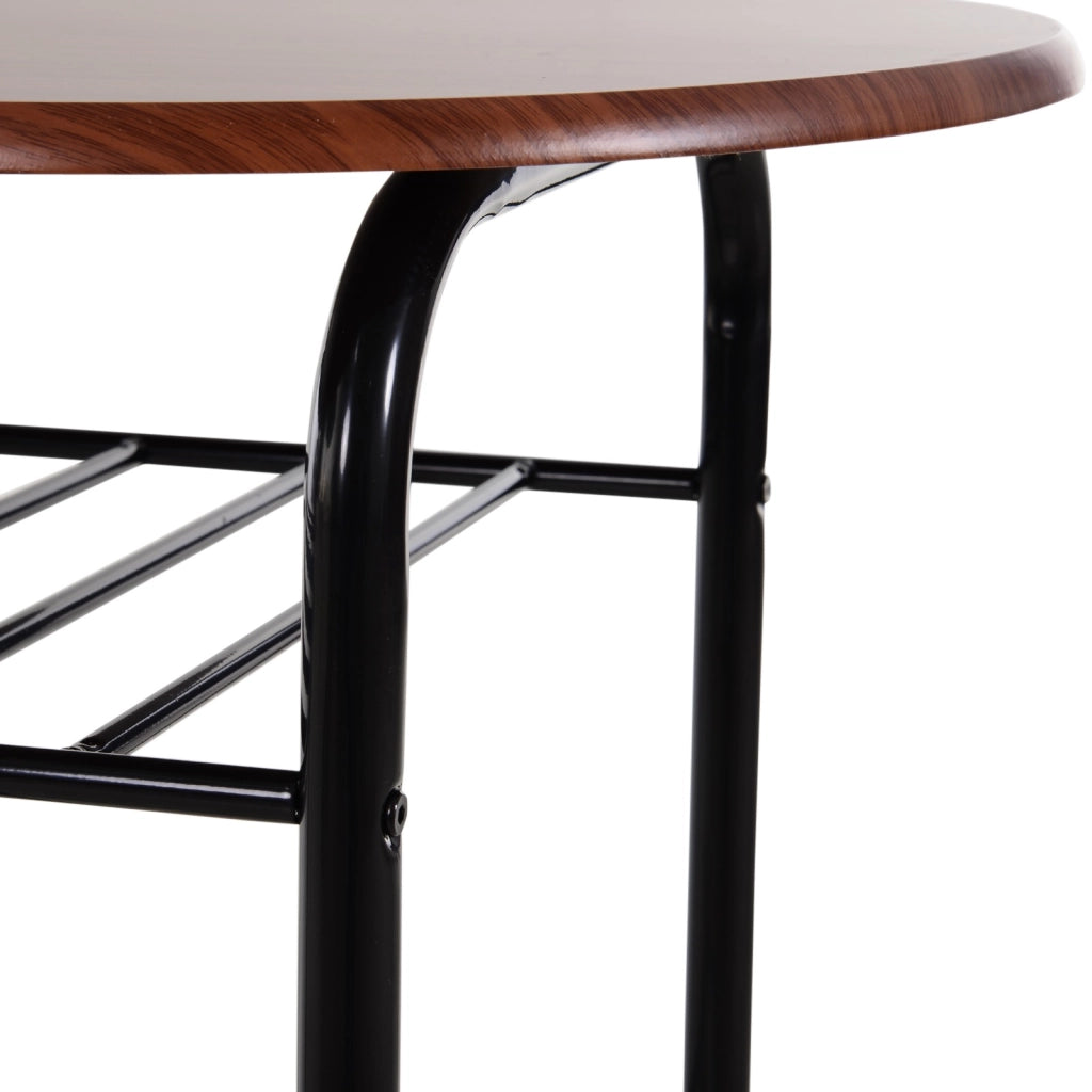 EasyComfort Set Tavolo Moderno con 2 Sedie per Sala da Pranzo, Set 3 Pezzi Mobili Salvaspazio da Cucina, Balcone, Ristorante o Bar, Marrone e Nero