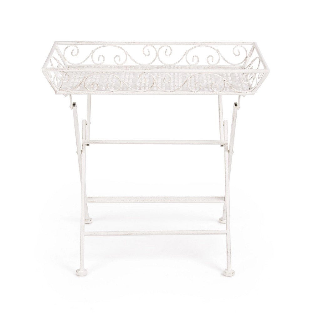 Set 2 Tavolini Rettangolari Acciaio Bianco Stile Rustico - IRENE