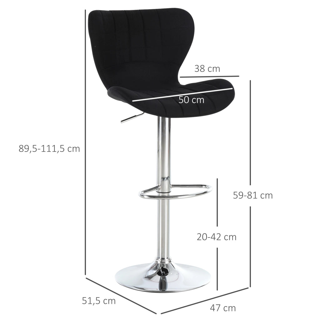 Sgabello da Bar Design Moderno Regolabile Girevole 360¡ã ¨C Zephmum ¨C Lino Nero 59-81 cm
