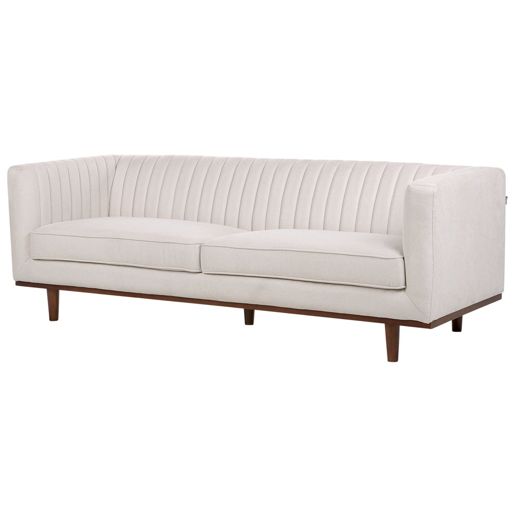 Divano a 3 posti tessuto beige moderno stile retrò soggiorno