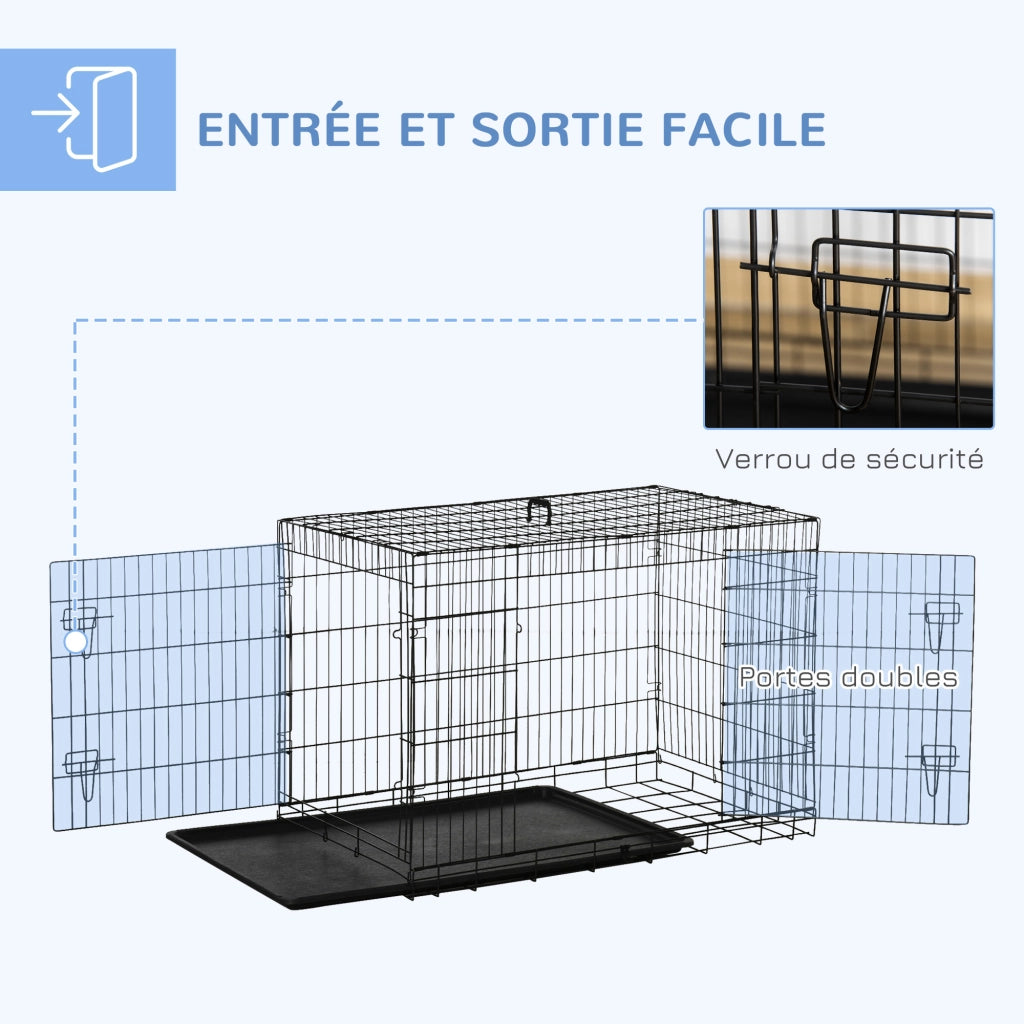 Gabbia Trasporto Cane Pieghevole ¨C Minimal ¨C Nero 106x71.5x76 cm