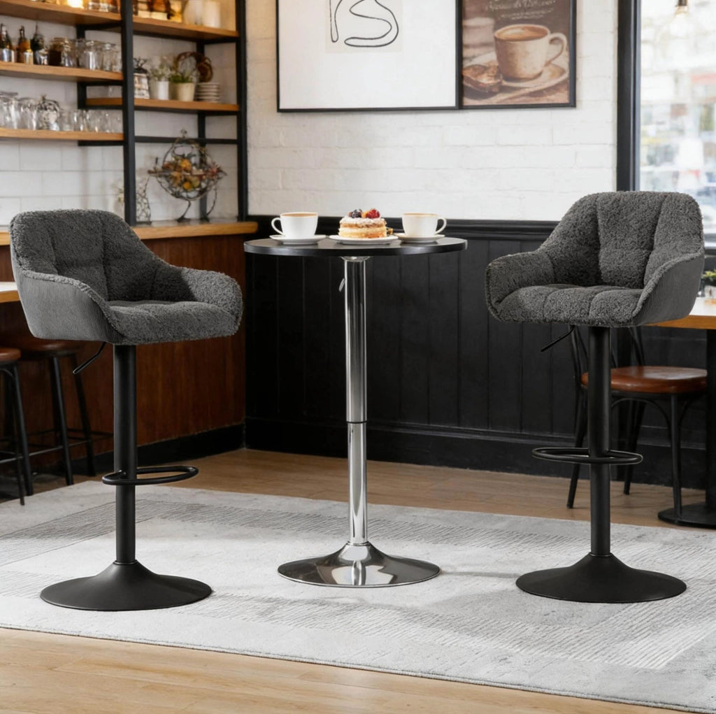 Set di 2 sgabelli da bar girevoli regolabili, grigio scuro