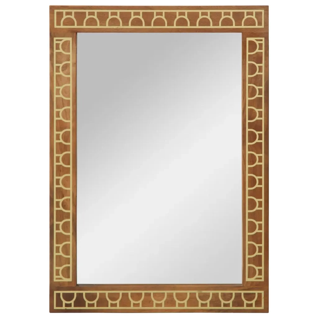Specchio da Bagno 50x70x2,5 cm Legno Massello di Mango e Vetro
