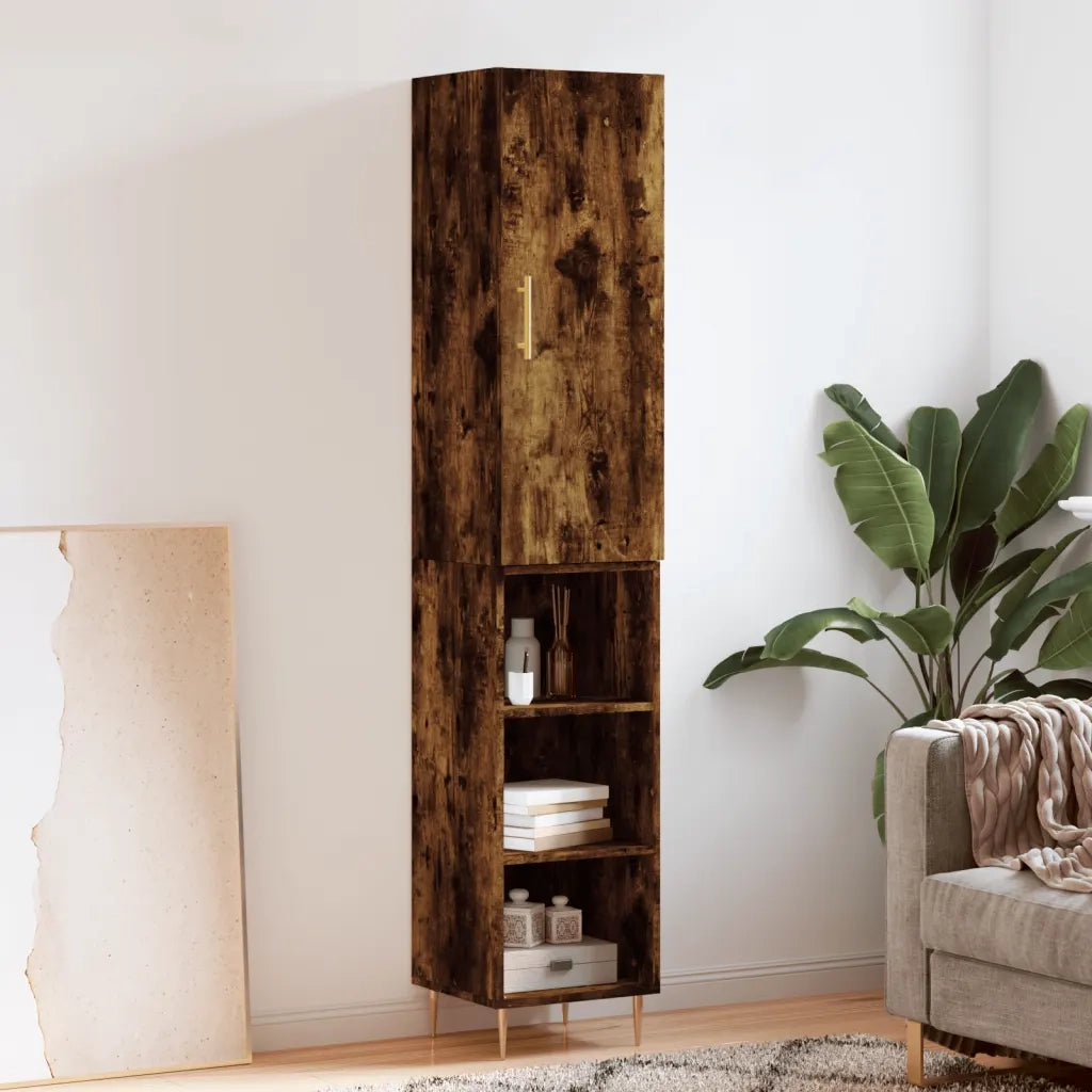 Credenza | Madia | Buffet da pranzo | Armadio da pranzo Rovere Fumo 34,5x34x180 cm in Legno Multistrato