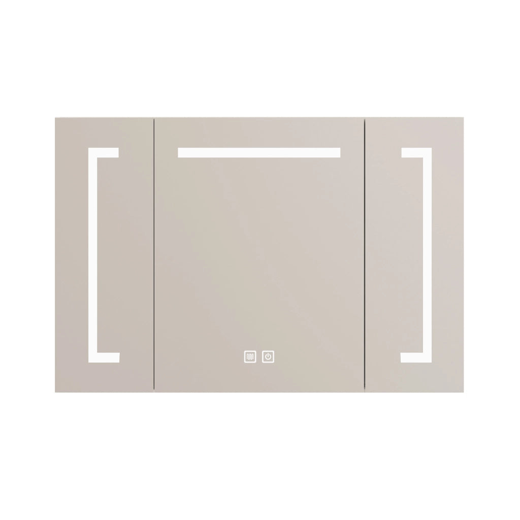 Armadietto Specchio con LED e Ripiani ¨C MINIMAL ¨C Bagno, Bianco, 90 cm