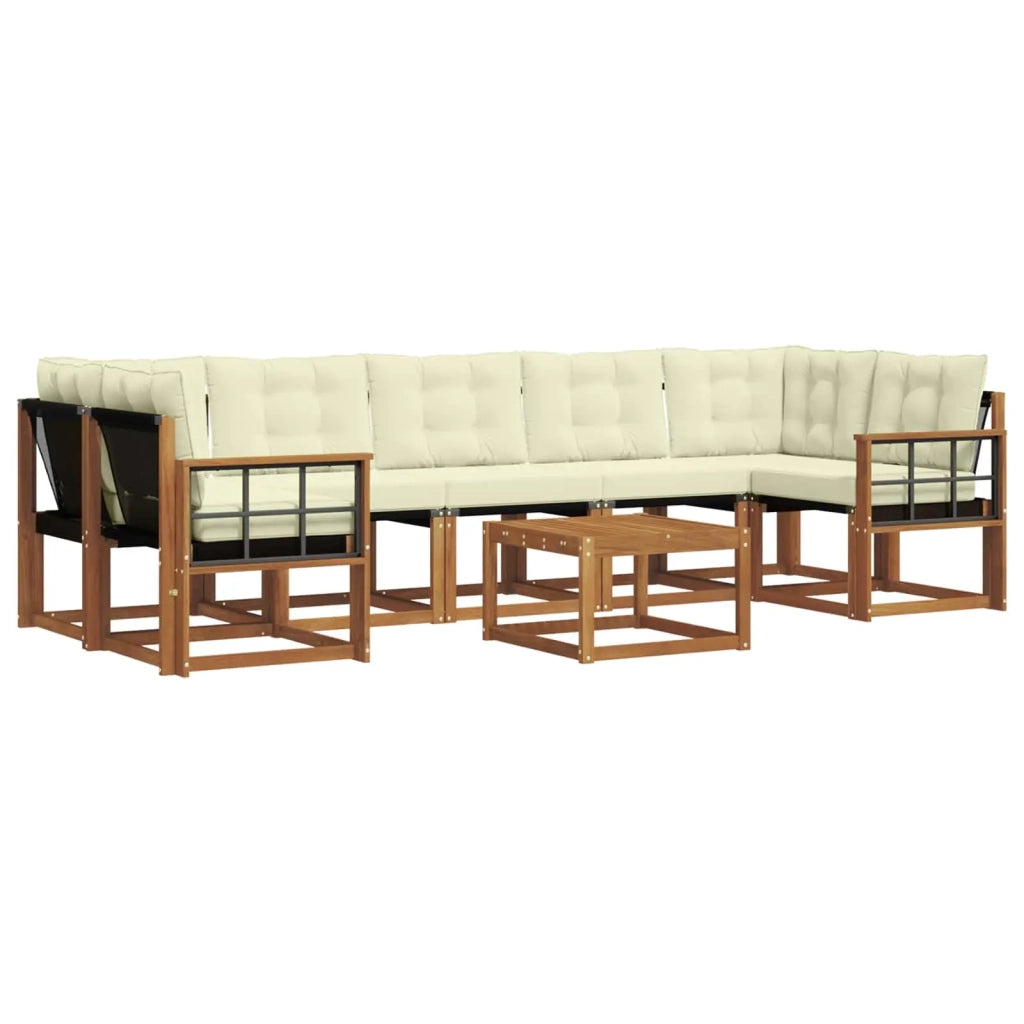 Set di divani da esterno con cuscino 8 pcs Naturale e Crema