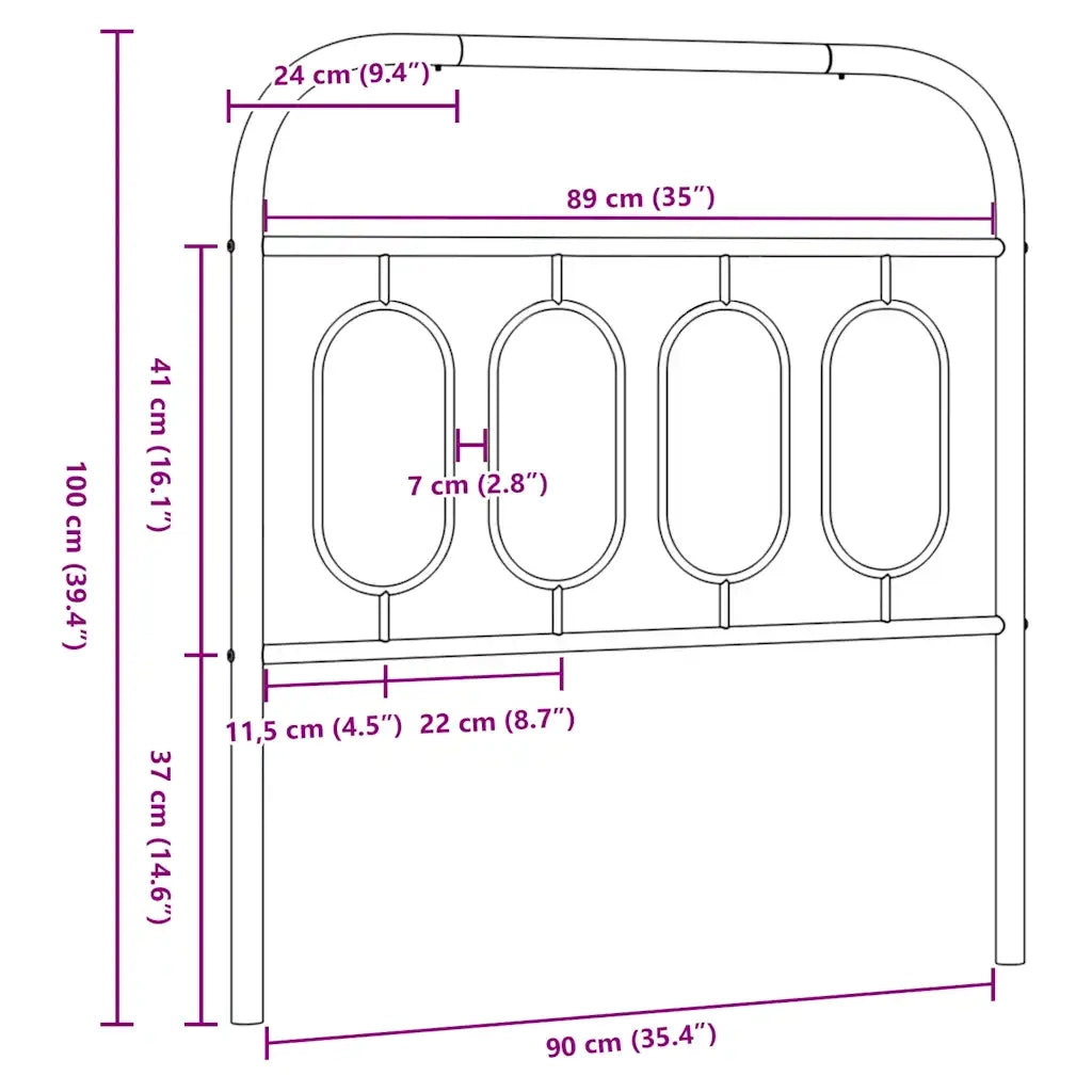 Testiera di Ricambio in Metallo Bianco 90 cm 377194
