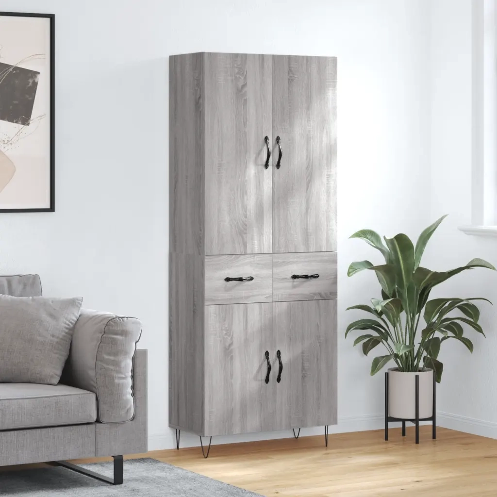 Credenza-Buffet-Armadio da cucina Grigio Sonoma 69,5x34x180 cm in Legno Multistrato 191345