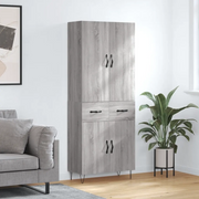 Credenza-Buffet-Armadio da cucina Grigio Sonoma 69,5x34x180 cm in Legno Multistrato 191345