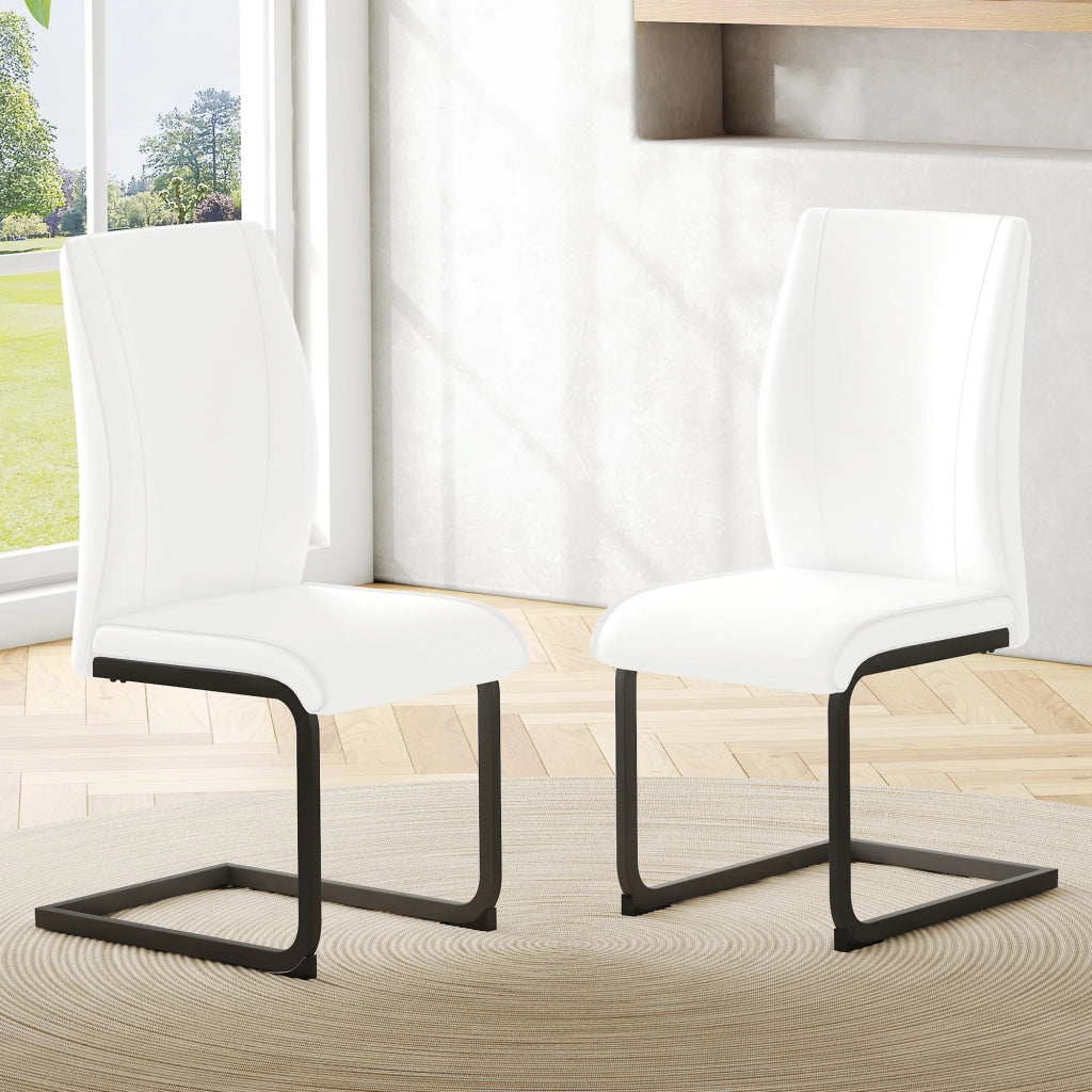 Sedie da Pranzo in Ecopelle Bianca ¨C Xylo ¨C Set 2 Pezzi, Gambe in Metallo Nero