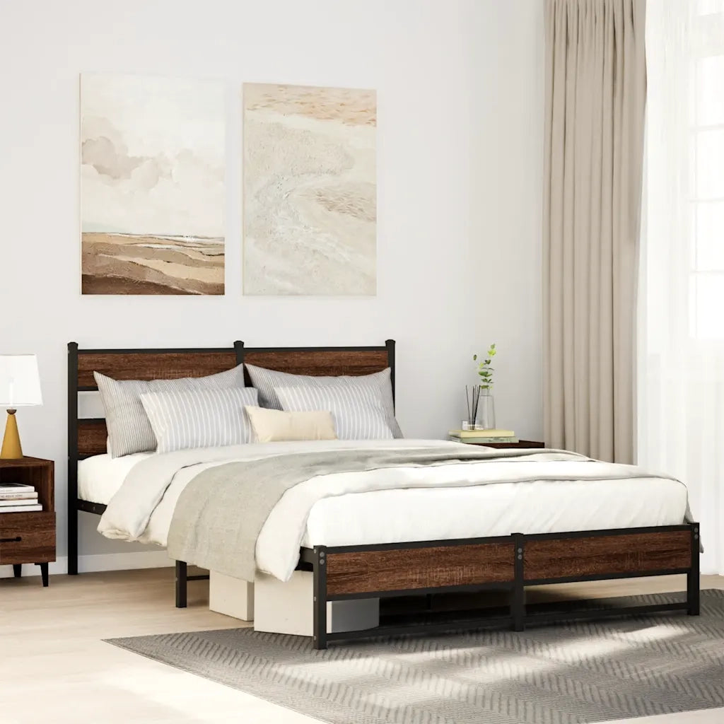 Giroletto senza Materaso in Metallo Rovere Marrone 160x200 cm 4017329