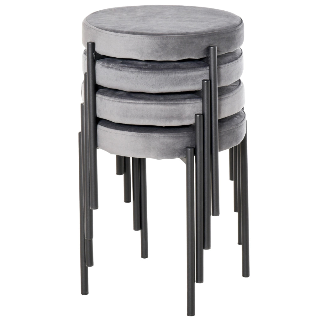 Sgabello da pranzo set 4 pezzi ¨C Xylo ¨C metallo velluto grigio impilabile cucina soggiorno