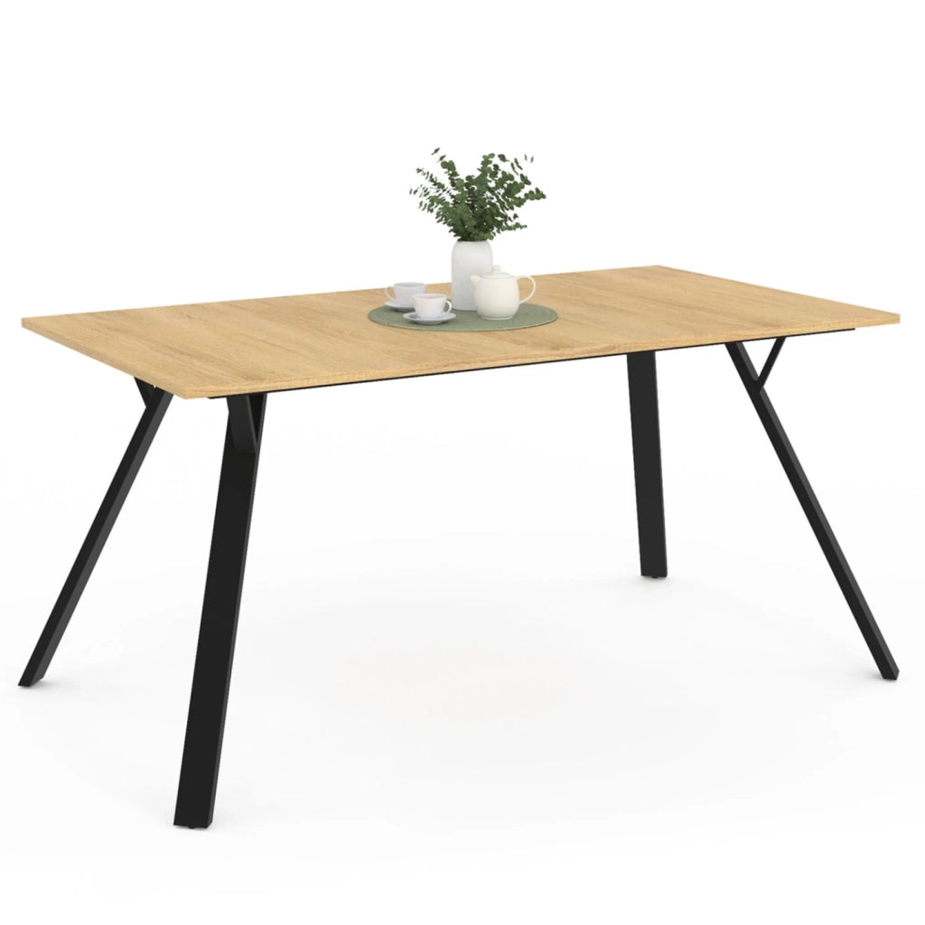 IDMarket - YSEULT mesa de comedor para 8 en madera y negro 160 cm diseño industrial