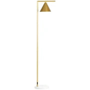 Lampada da Terra per Salotto in Acciaio con Paralume Conico Orientabile e Base in Marmo 40W, 35 x 26 x 153 cm, Oro