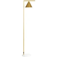 Lampada da Terra per Salotto in Acciaio con Paralume Conico Orientabile e Base in Marmo 40W, 35 x 26 x 153 cm, Oro