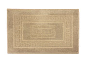 Tappeto Bagno Doccia Spugna Tinta Unita Torino Tappetino Super Assorbente In Cotone Pelo Corto Con Greca - Parure 3 Pezzi - Beige