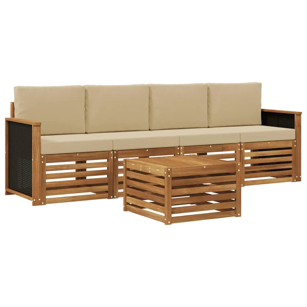 Set di divani da esterno 5 pz Naturale e Beige 3383984