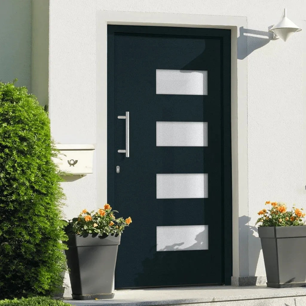 Porta d'Ingresso in Alluminio e PVC Antracite 110x210 cmcod mxl 96420