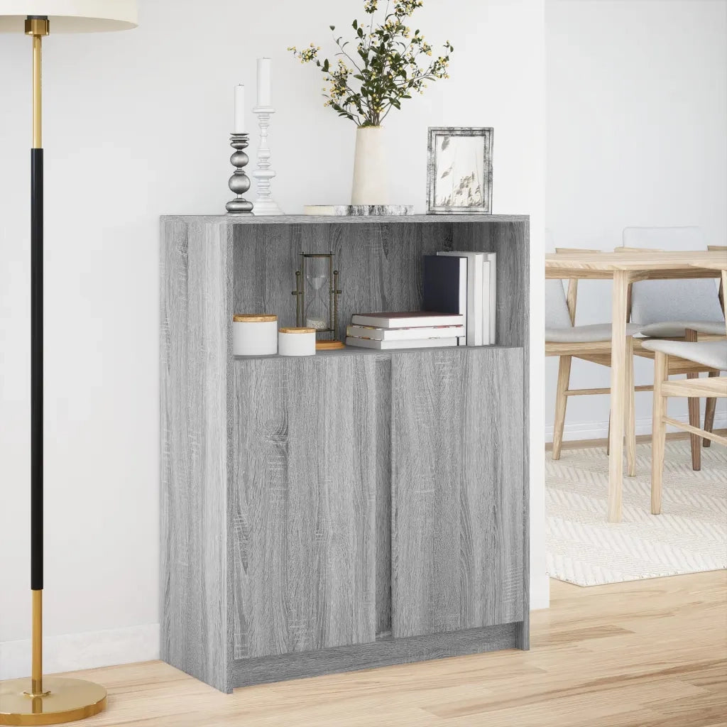 Credenza con LED Grigio Sonoma 77x34x100cm in Legno Multistrato 852150