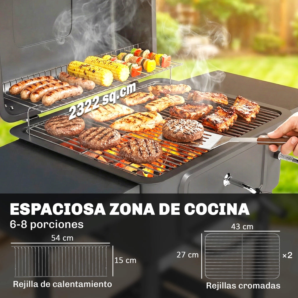 Barbecue Portatile a Carbone con Griglia e Vassoio ¨C Zephmum ¨C Grigio