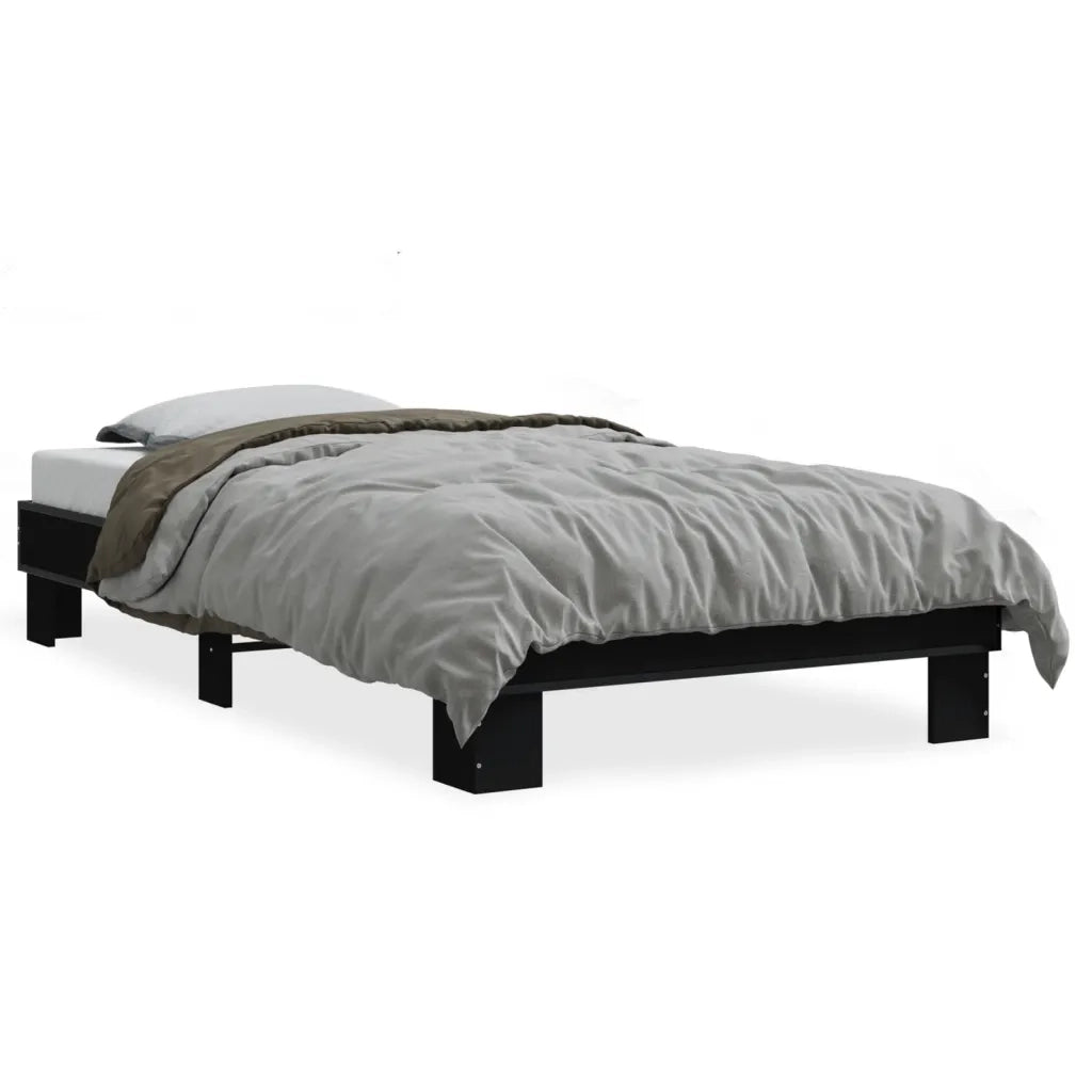 Giroletto-Struttura Letto Nero 90x200 cm in Legno Multistrato e Metallo 281115