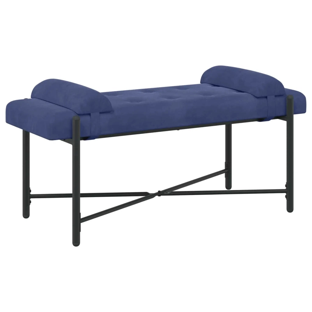 Panchina con bottoni e cuscini Blu Polizia 110 x 40 x 46 cm 42038397