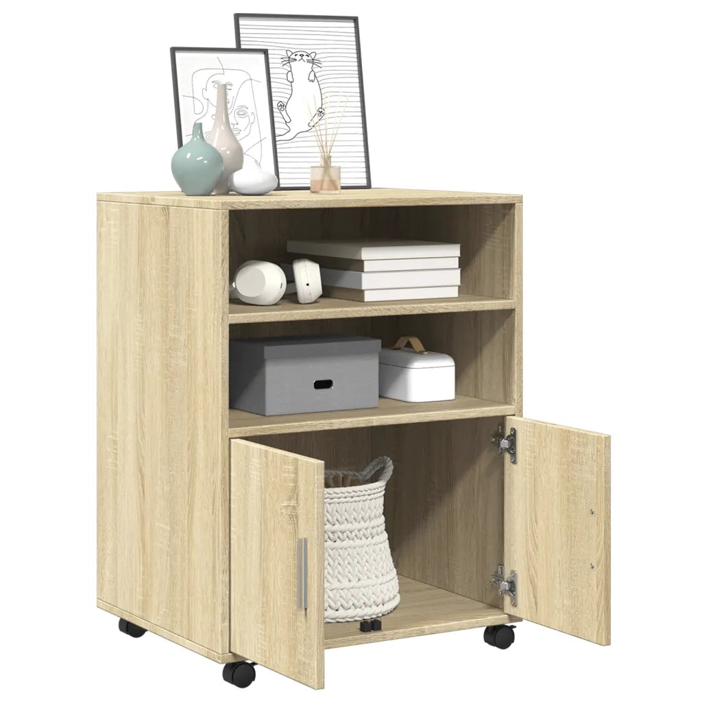 Mobiletto con Ruote Rovere Sonoma 60x48x81 cm in Truciolato 853166