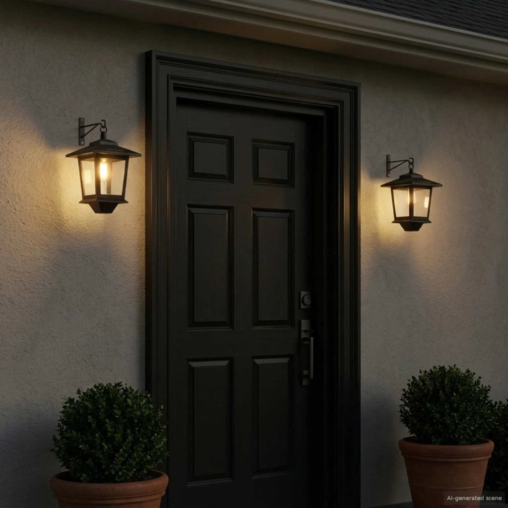 Lampada da Muro with LED Bulb 2 pz Nero 19 x 14 x 25 cm 42042689
