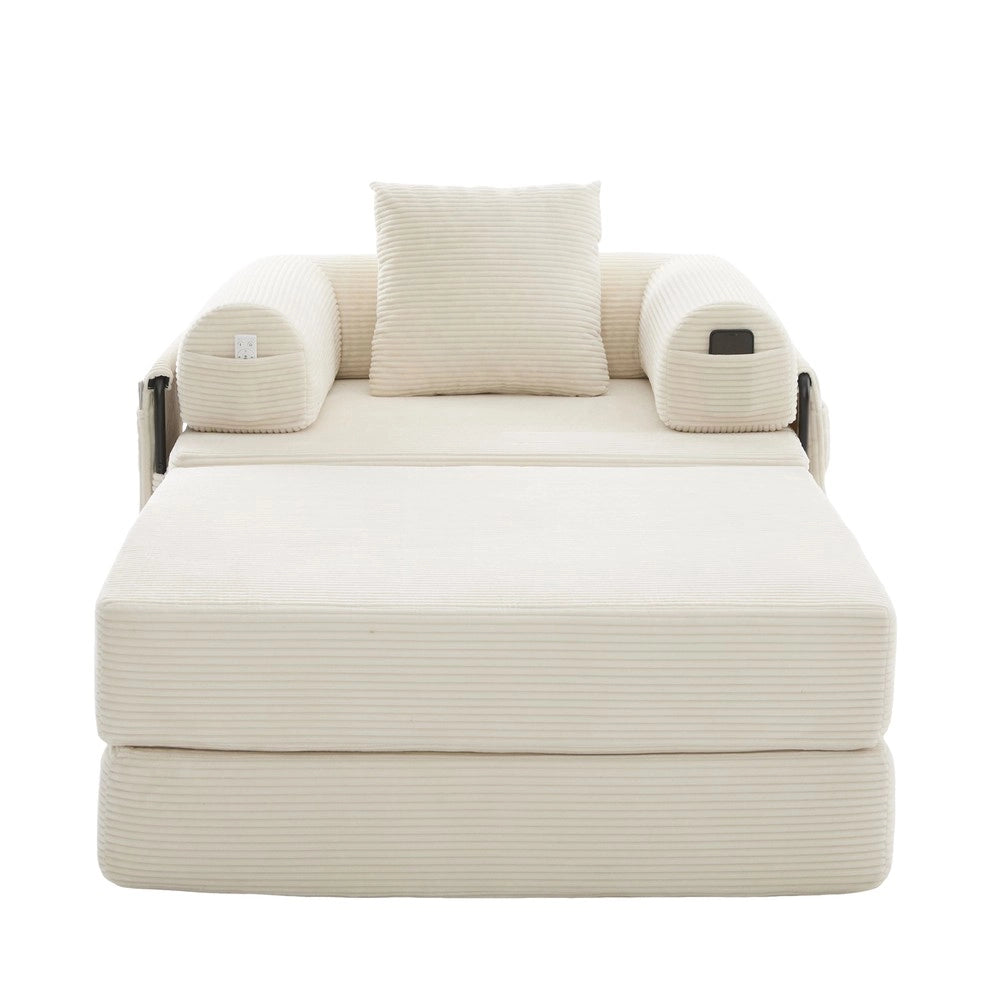 Poltrona Relax con Poggiapiedi e Cuscino ¨C Xylo ¨C Tessuto a Coste, Braccioli, Struttura in Metallo
