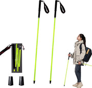 Trekkingstang in 5 parti, 2 pezzi, in fibra di carbonio, opnebbiabile, leggera e resistente, protetta le articolazioni, adatta per camminata, escursionismo e arrampicata (giallo, 110 cm)
