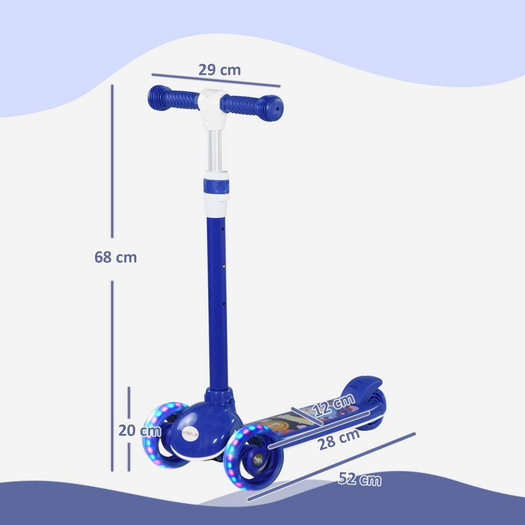 Trottinette Bambini 3 Ruote LED ¨C zephmum ¨C Regolabile, 2-6 Anni, Blu