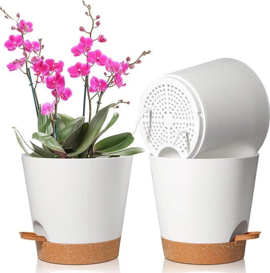 Set di vasi per fiori da 3 pezzi di diametro Φ8cm - Vaso di plastica per piante con sistema di irrigazione - Decorazione per interni e esterni per casa e ufficio