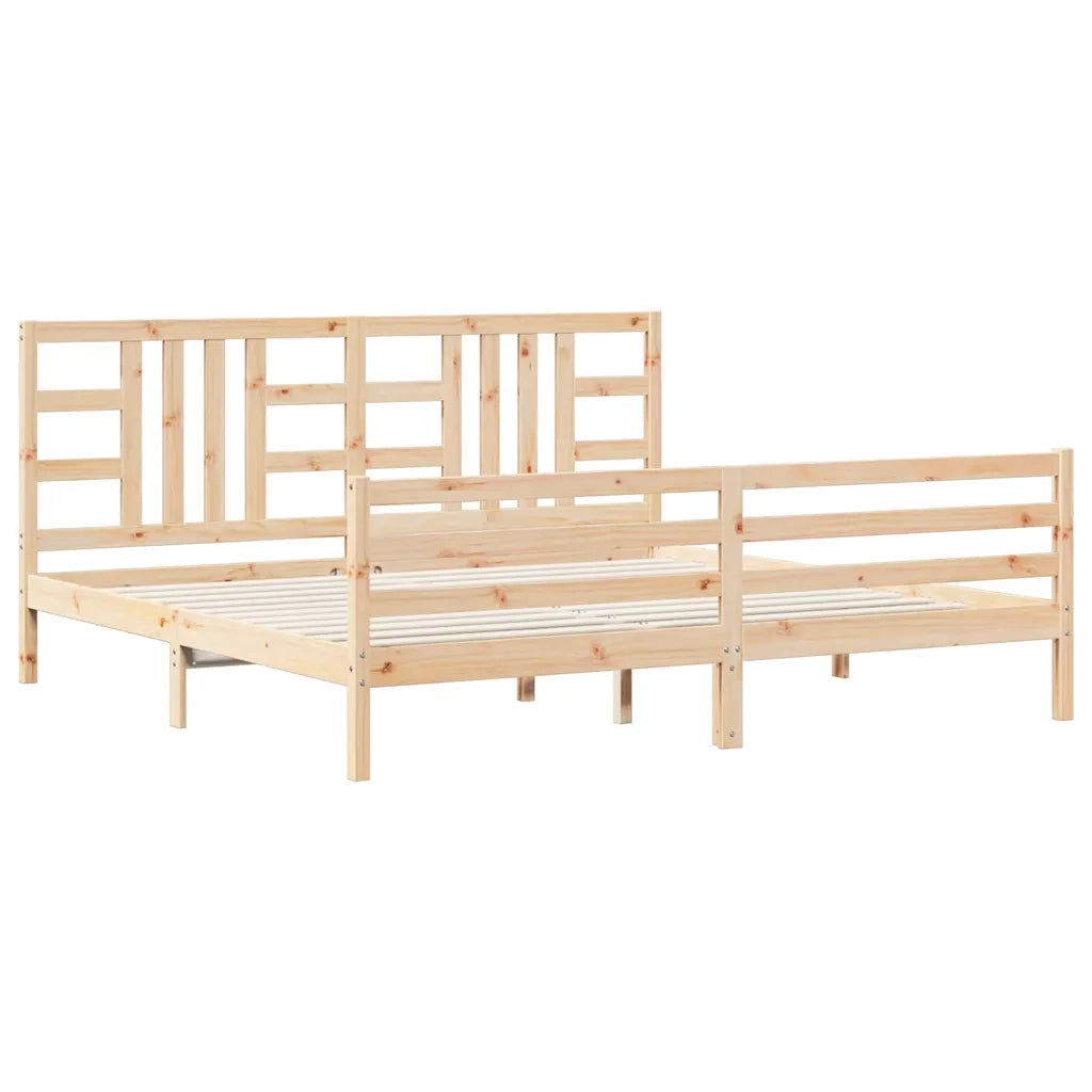 Giroletto con Testiera-Struttura Letto con testiera 200x200 cm in Legno Massello 571411